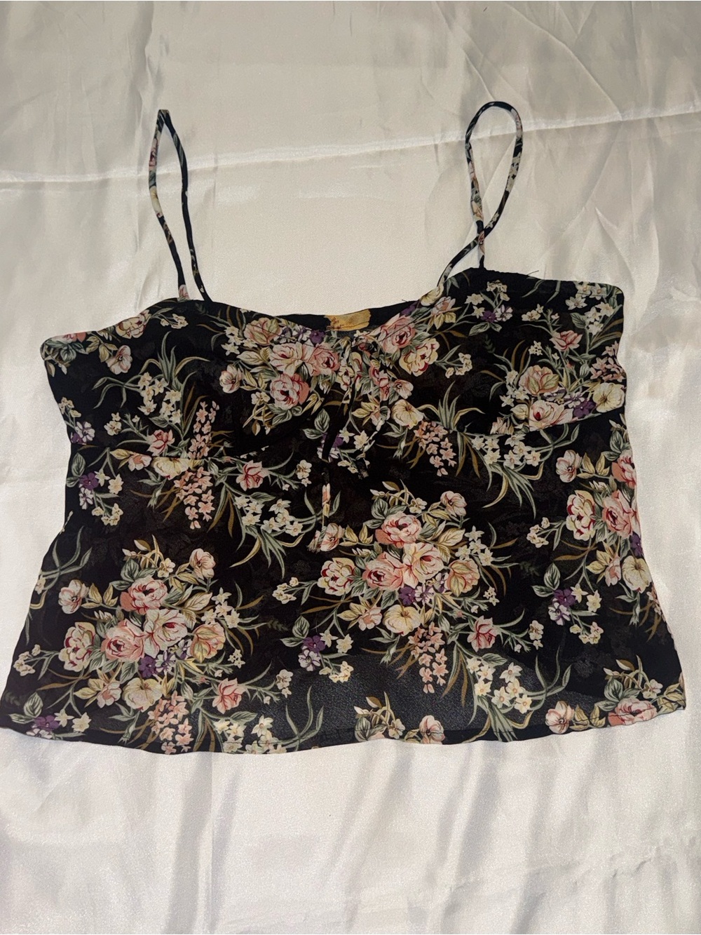 Floral Black Cami Tank Top 💐